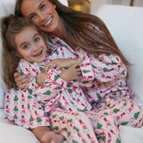 Cowboy Christmas Pink Stripe Ladies Pajamas