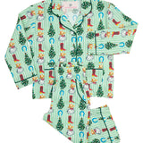 Cowboy Christmas Green Stripe Pajama Set