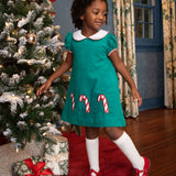 Candy Cane Applique Corduroy Dress