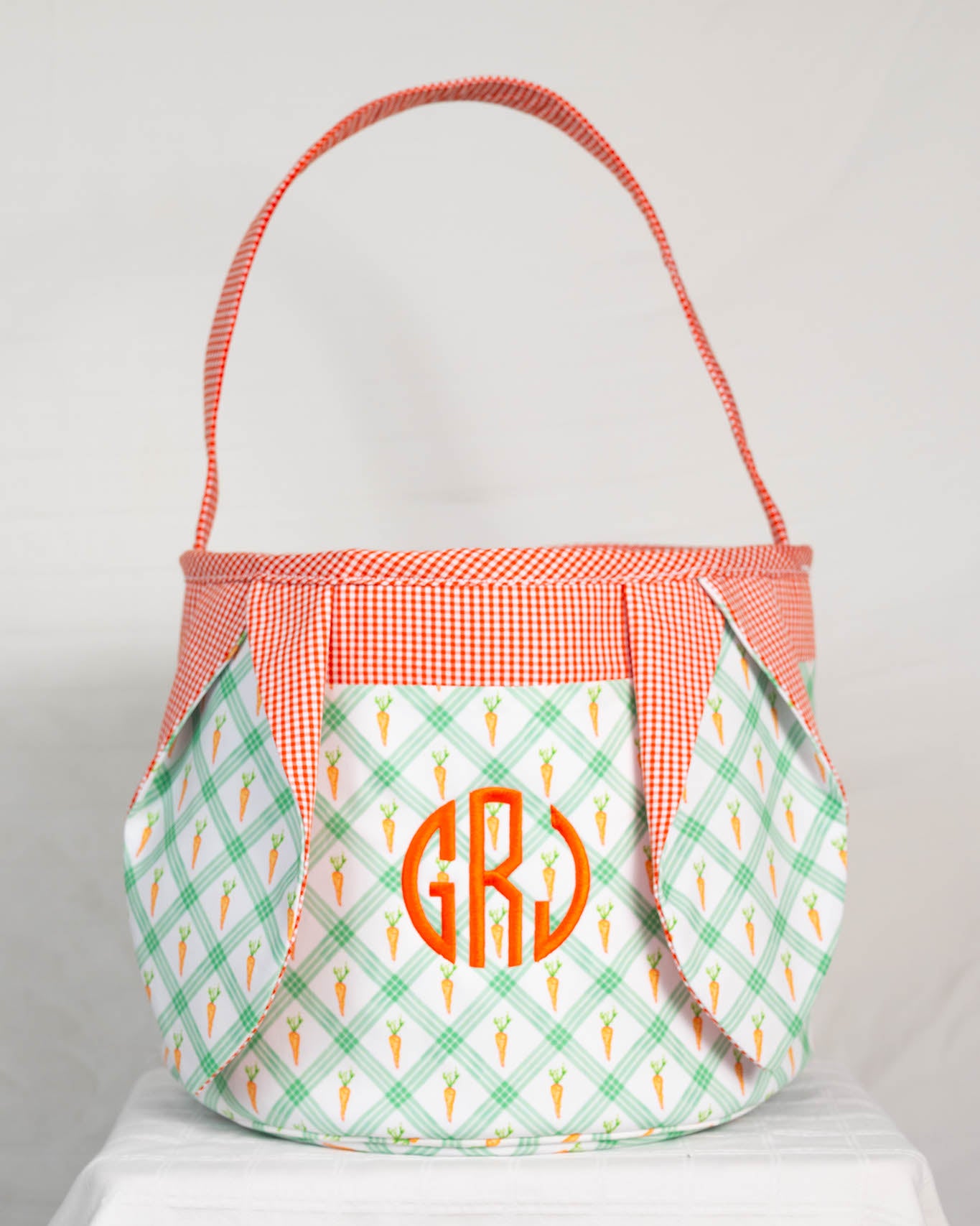 Easter Basket in Carrot Patch Plaid-FINAL SALE