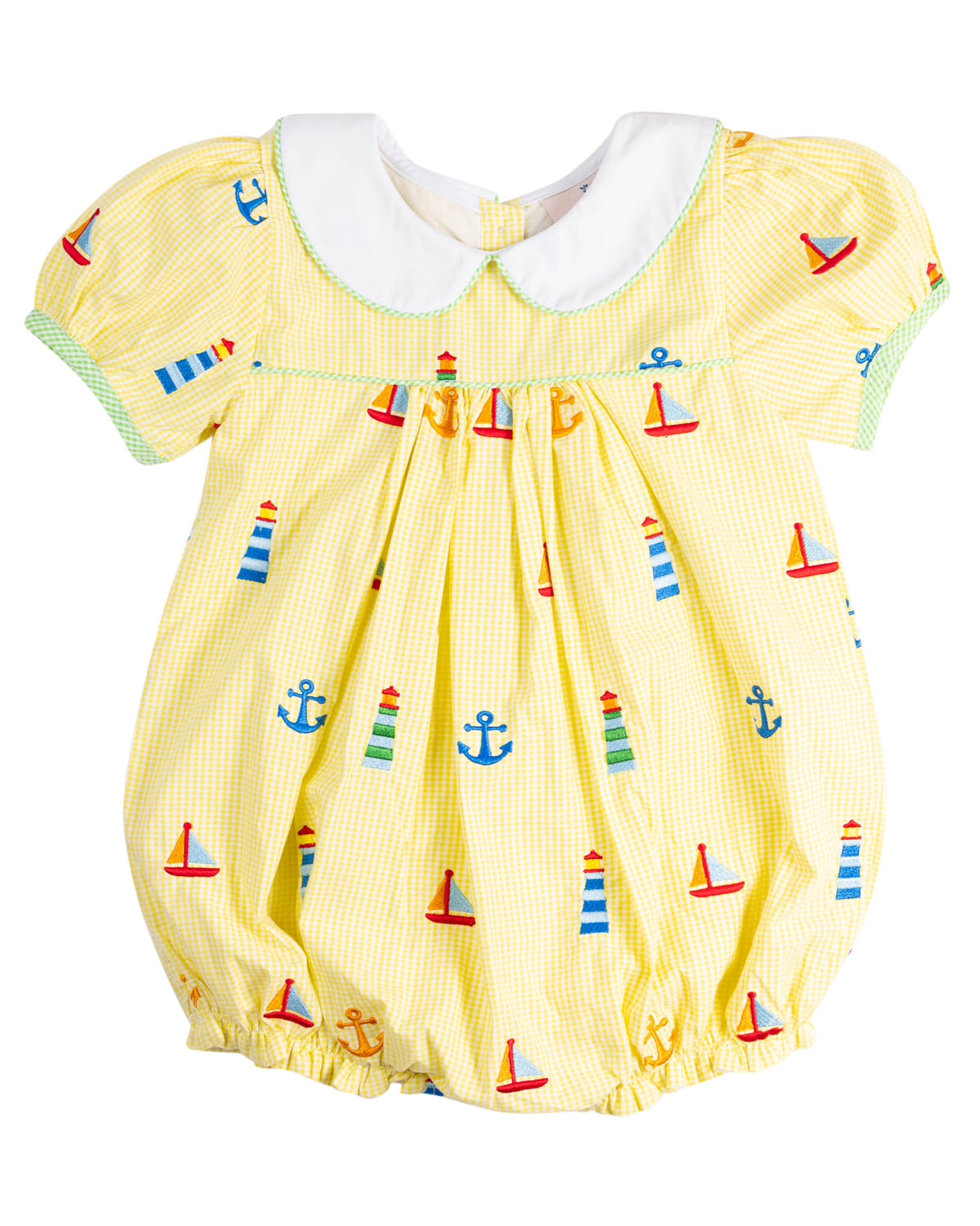 Nautical Embroidery Gingham Peter Pan Bubble