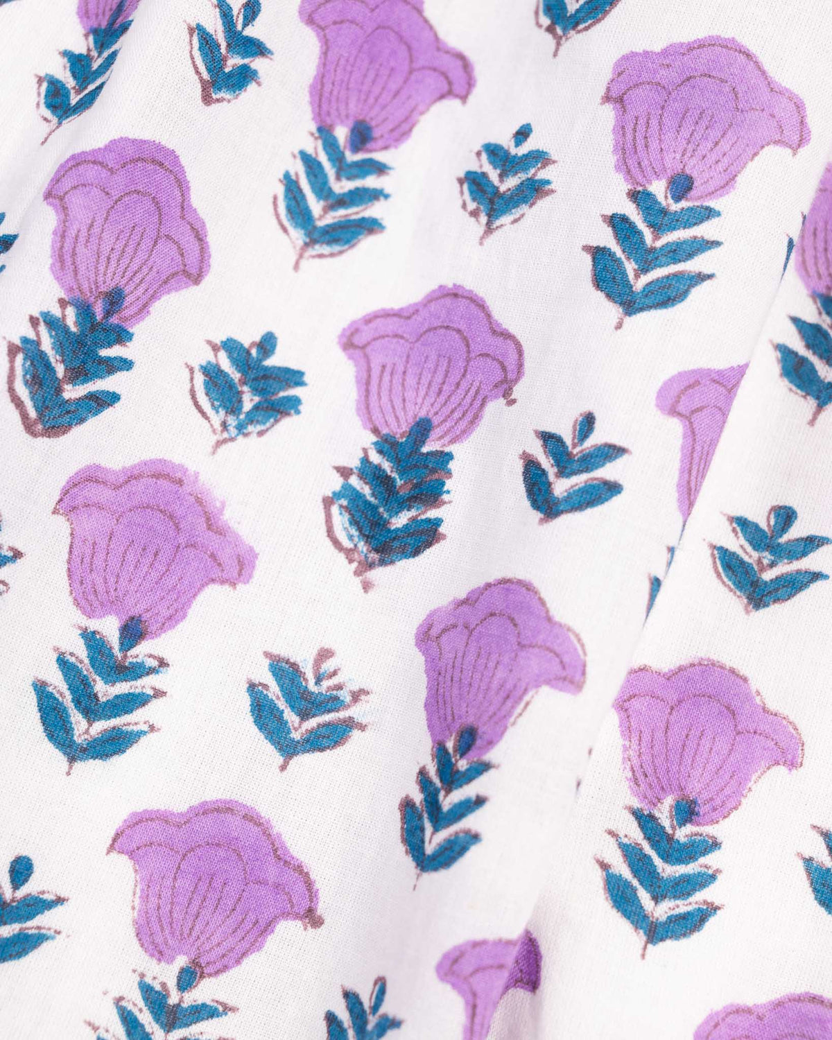 Purple Floral Block Print Tie Dress