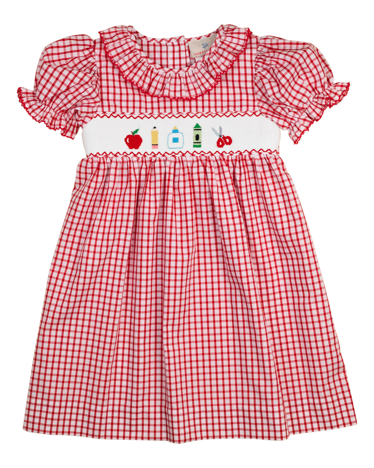 School Supplies Smocked Red Windowpane Dress – Smockingbird