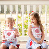 Patriotic Embroidered Shortall with Red Pockets- FINAL SALE