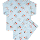 Vintage Santa Blue Button Down Pajama Set