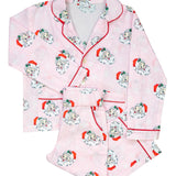 Vintage Santa Pink Button Down Pajama Set