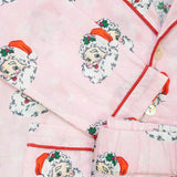 Vintage Santa Pink Button Down Ladies Pajamas