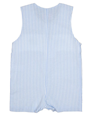 Mouse Smocked Blue Striped Shortall