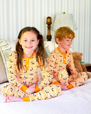Bats Striped Watercolor Pajama Set-FINAL SALE