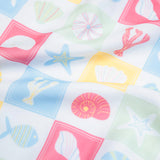 Coastal Stamps in Pastel Puff Sleeve Tankini- FINAL SALE