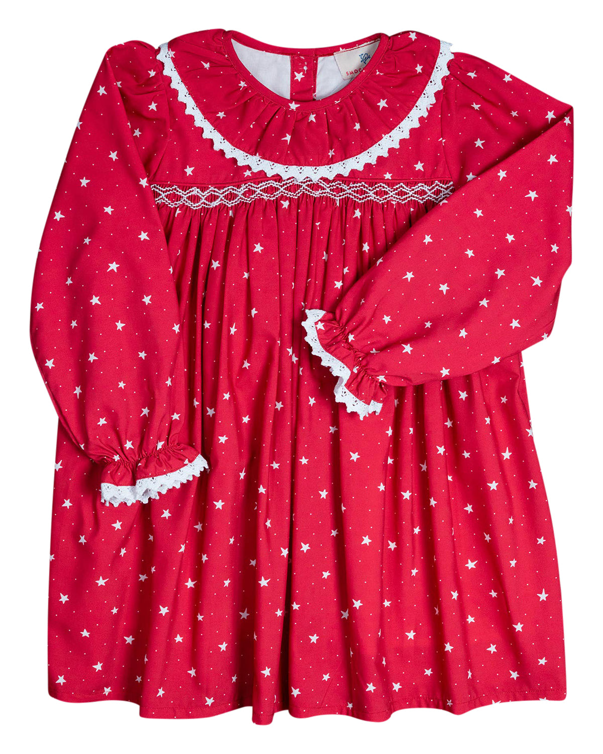 Red Star Print Smocked Dress- FINAL SALE
