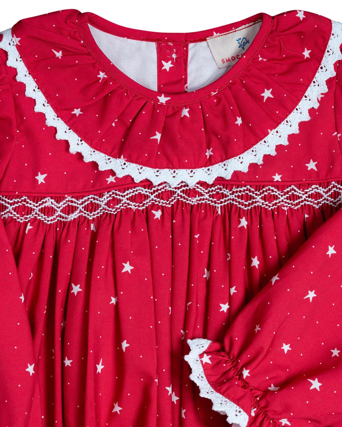 Red Star Print Smocked Bubble - FINAL SALE