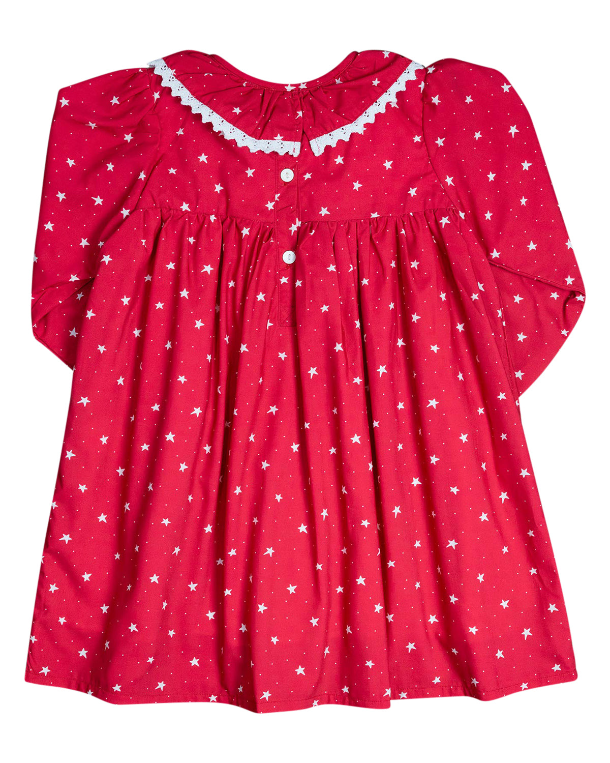 Red Star Print Smocked Dress- FINAL SALE