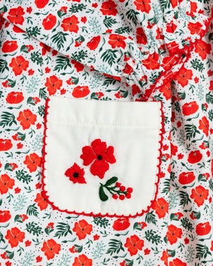 Holiday Floral Embroidered Pocket Bubble- FINAL SALE
