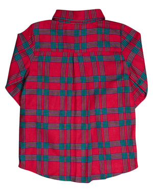 Red and Green Plaid Collared Shirt-FINAL SALE