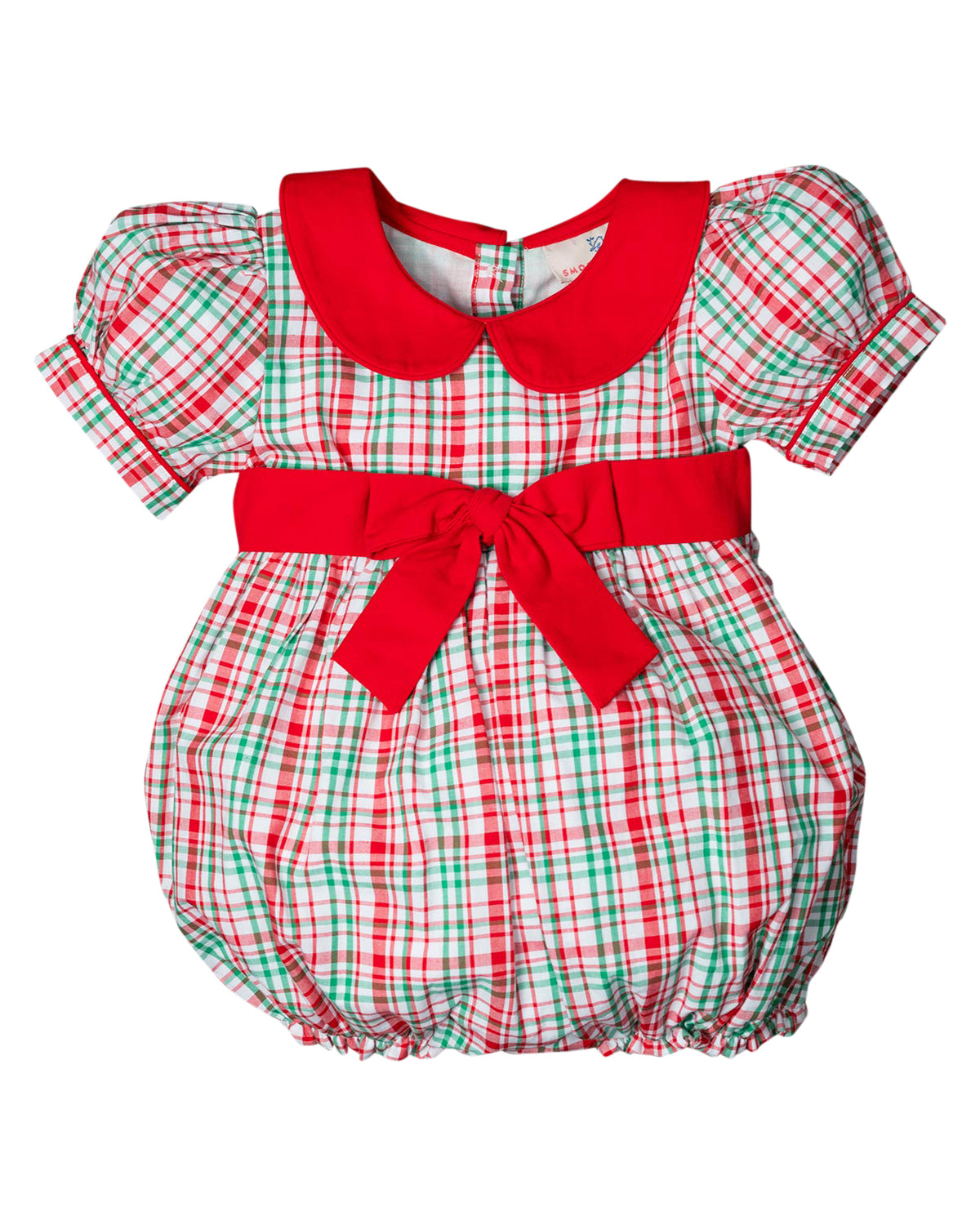 Holiday Plaid Bubble with Bow- FINAL SALE