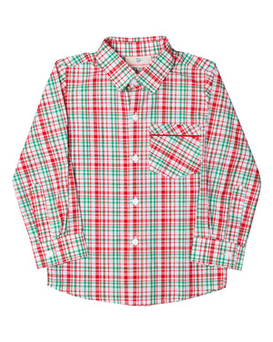 Holiday Plaid Button Down Shirt- FINAL SALE