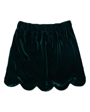Green Velvet Scalloped Skirt- FINAL SALE