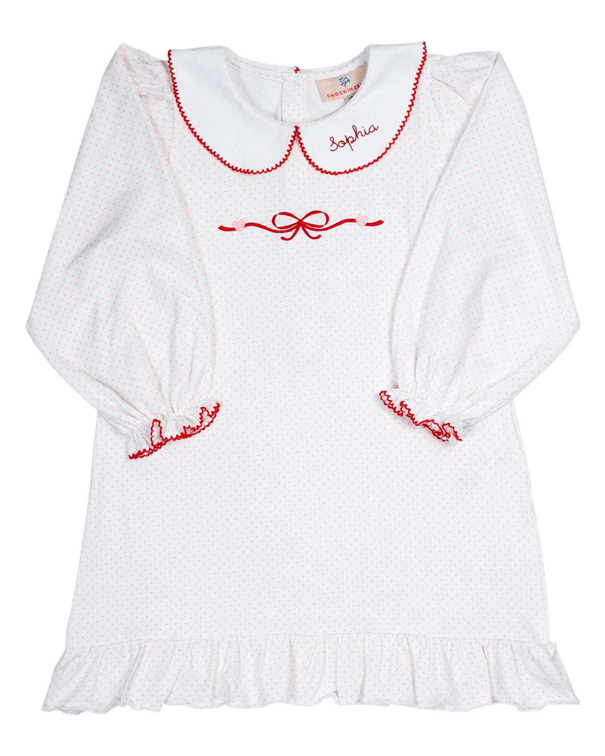 Bow with Hearts Embroidered Knit Dress- FINAL SALE