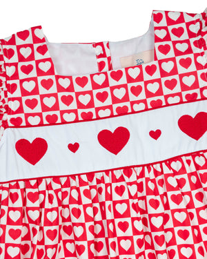 Hearts Embroidered Flutter Sleeve Dress- FINAL SALE