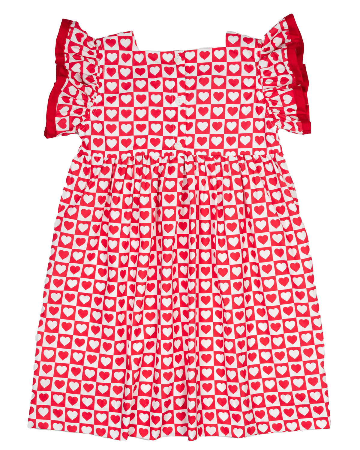 Hearts Embroidered Flutter Sleeve Dress- FINAL SALE
