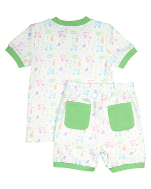 Fairway Fun Short Sleeve Pajama Set with Green Trim