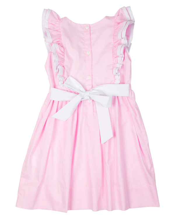 Pink Bell Dress with White TrimFINAL SALE Smockingbird