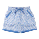 Blue Watercolor Plaid Swim Trunks-FINAL SALE