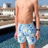 Coastal Stamps in Pastel Swim Trunks- FINAL SALE