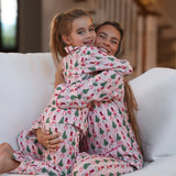 Cowboy Christmas Pink Stripe Ladies Pajamas