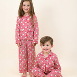 Red Striped Vintage Santa Button Down Pajama Set