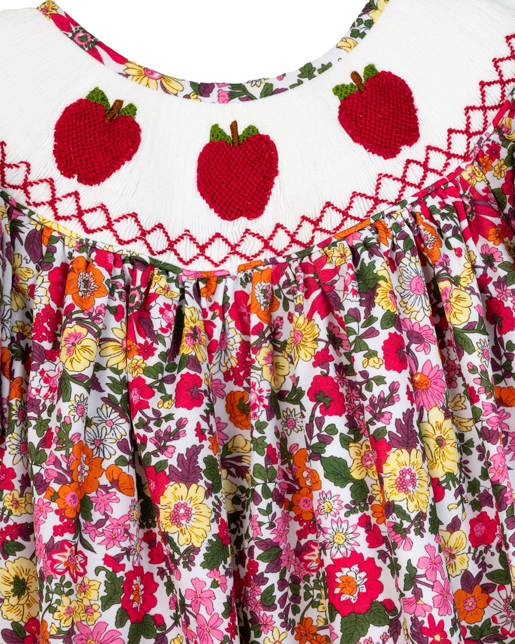 Apples Smocked Fall Floral Dress- FINAL SALE