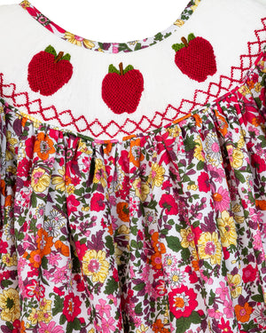 Apples Smocked Fall Floral Dress- FINAL SALE