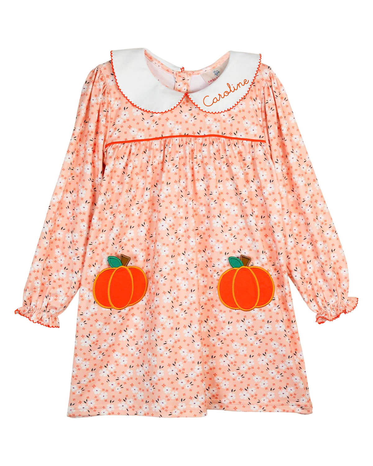 Pumpkin Applique Floral Knit Dress-FINAL SALE