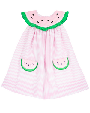 Watermelon Collar Pink Seersucker Dress