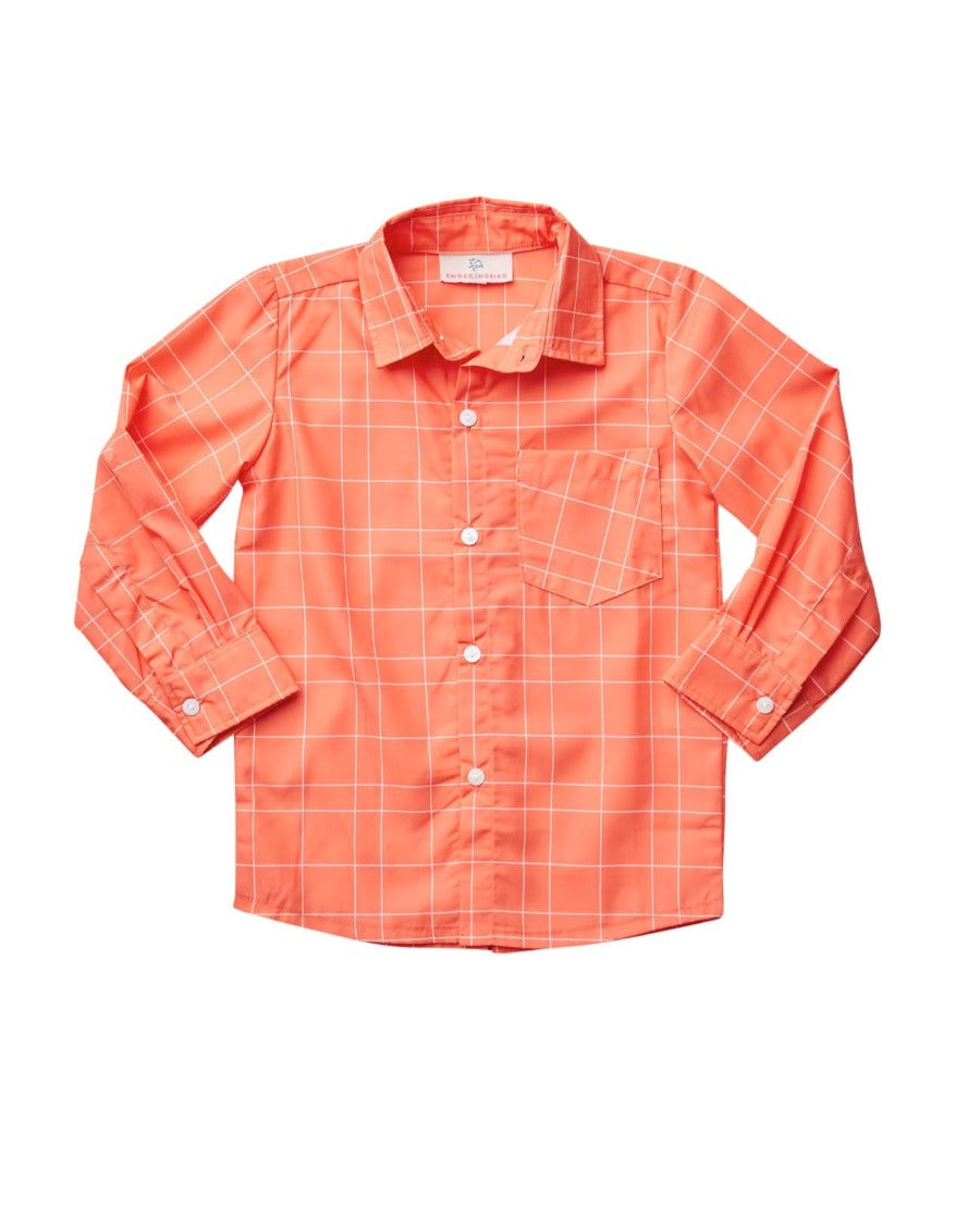 Orange Windowpane Long Sleeve Shirt- FINAL SALE