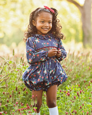 Night Garden Floral Smocked Bubble- FINAL SALE