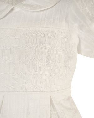 White Linen Heirloom Smocked Dress