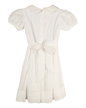 White Linen Heirloom Smocked Dress