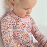 Spring Bunnies Pink Pima Cotton Zip Up Pajamas-FINAL SALE