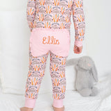 Spring Bunnies Pink Pima Cotton Zip Up Pajamas-FINAL SALE