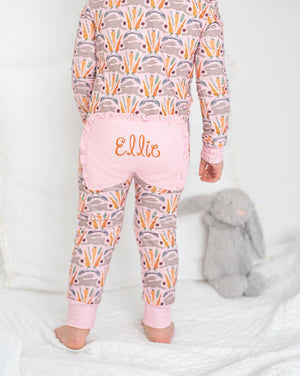 Spring Bunnies Pink Pima Cotton Zip Up Pajamas-FINAL SALE