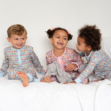 Spring Bunnies Blue Pima Cotton Zip Up Pajamas-FINAL SALE