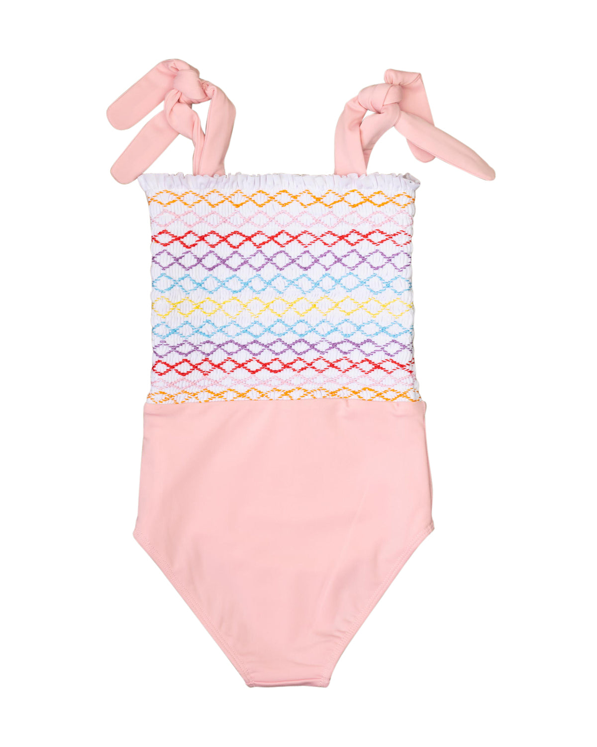 Rainbow Smocked Baby Pink One Piece-FINAL SALE