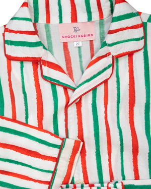 Red and Green Striped Button Down Pajama Set- FINAL SALE