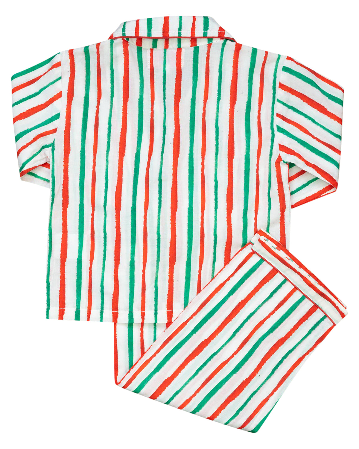 Red and Green Striped Button Down Pajama Set- FINAL SALE