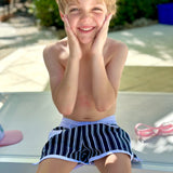 Navy Striped Boys Swim Trunks-FINAL SALE
