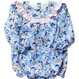 Blue Floral Bubble with Pink Bow in Back