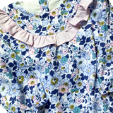 Blue Floral Bubble with Pink Bow in Back