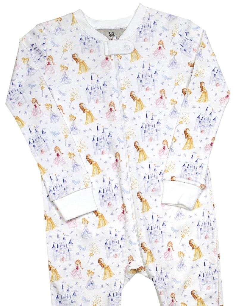 Perfect Princess Hand Painted Zip Up Pima Cotton Pajamas- FINAL SALE